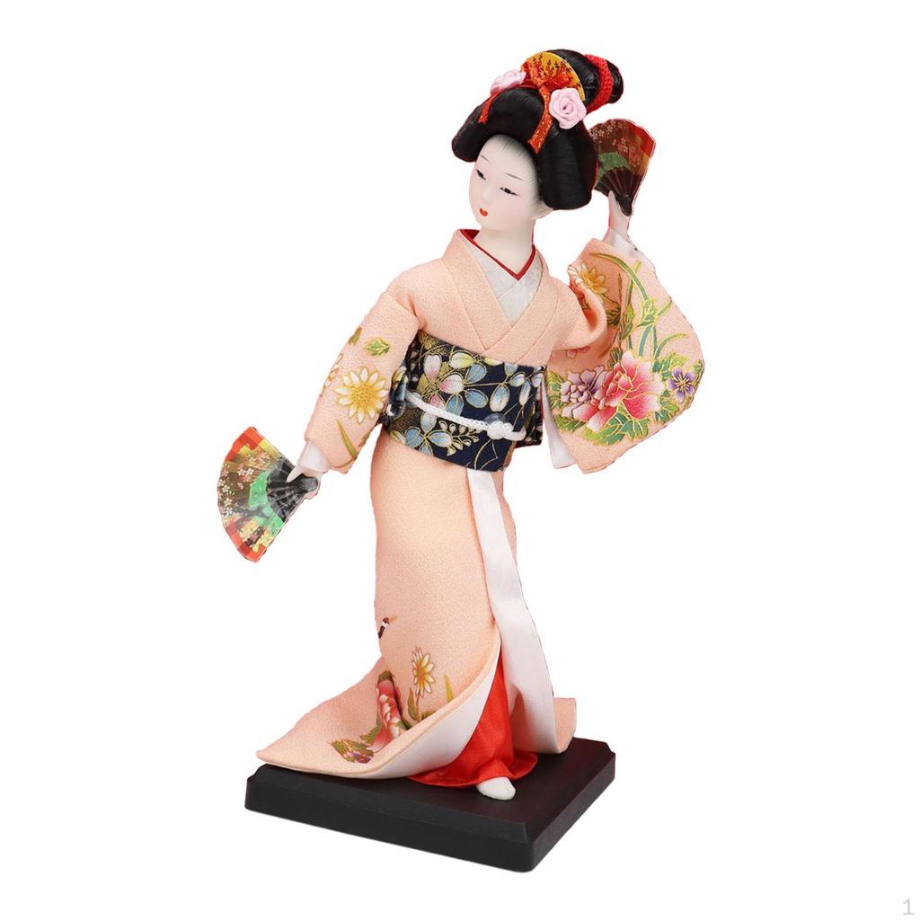 Ethnic Japanese Geisha Doll Collectible Figurine Female Statue Kimono for Home Office