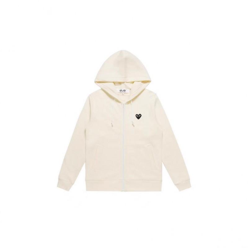 Unisex Hooded Zip-Up Sweatshirt With Heart Embroidery Casual Loose Fit Sportswear