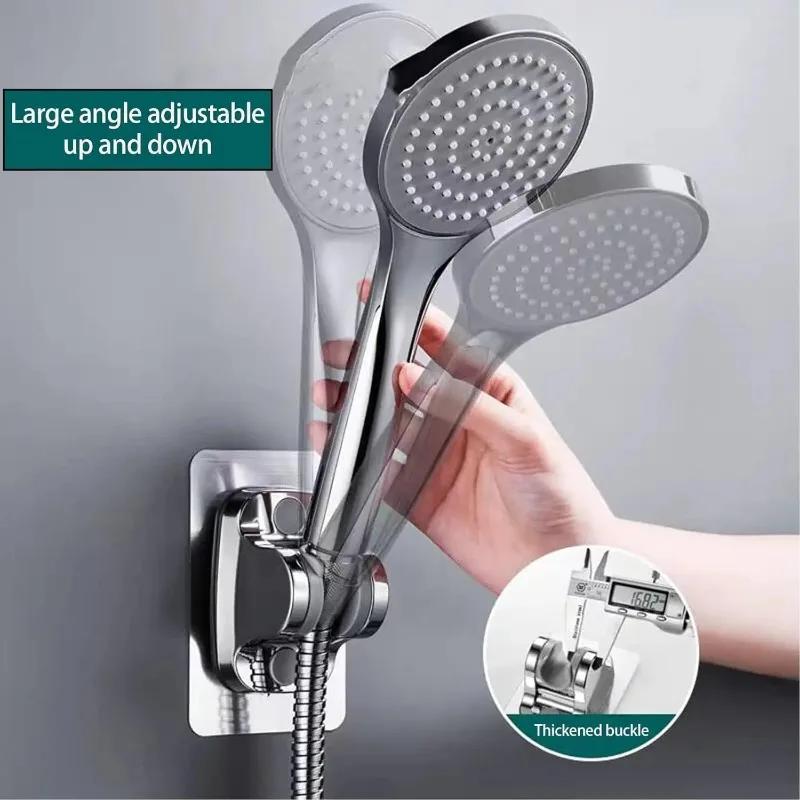 Wall Mount Strong Adhesive Shower Head Holder ABS Waterproof Adjustable Bathroom Shower Bracket Easy Installation Base