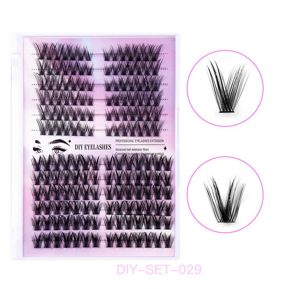 

Набор самоклеящихся пучковых ресниц 12 рядов большой емкости, пинцет для клея, комбинация