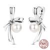 925 Sterling Silver Bowknot Pearl Drop Earrings with Cubic Zirconia Elegant Sweet Fashion Jewelry Gift for Women