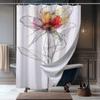Floral Themed Shower Curtain, Polyester, Woven, Machine Washable, Fade Resistant,  All Season, Stylish Home & Bathroom Decor