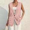 Women's Casual Summer Work Suit Vest Sleeveless V Neck Single Button Solid Color Jacket