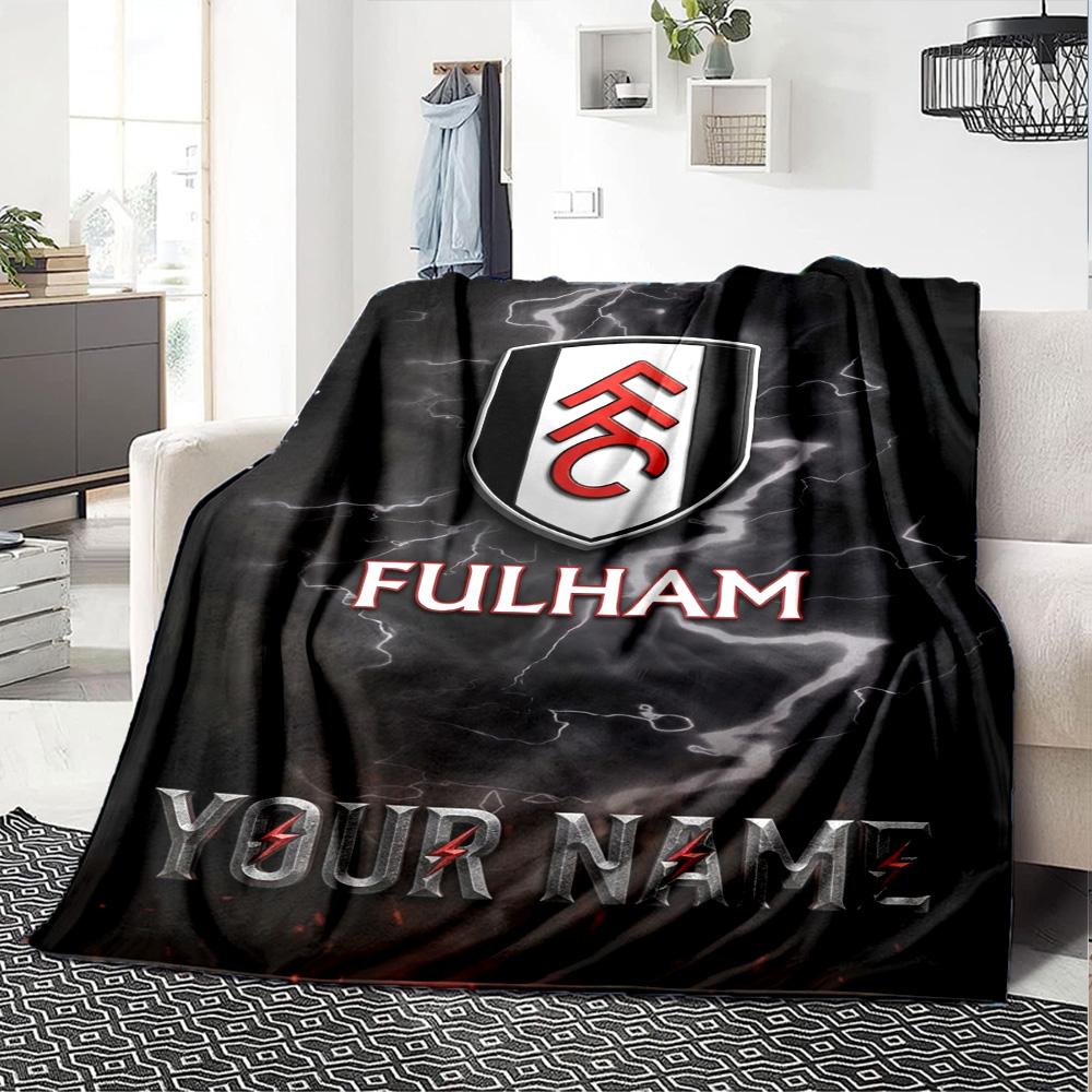 Name Custom Fulham FC Logo Print Flannel Blanket High Quality Warm Comfortable Cover for All Seasons Perfect for Gifts Home Decor