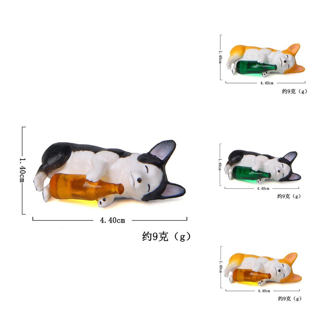 Cute Cartoon Corgi Husky Holding Bottle Mini Model For Gift Giving And Collection