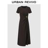 UR Damen Sommer 2026 Kurzarm Texturiertes Figurbetontes Langes Kleid UWH760060