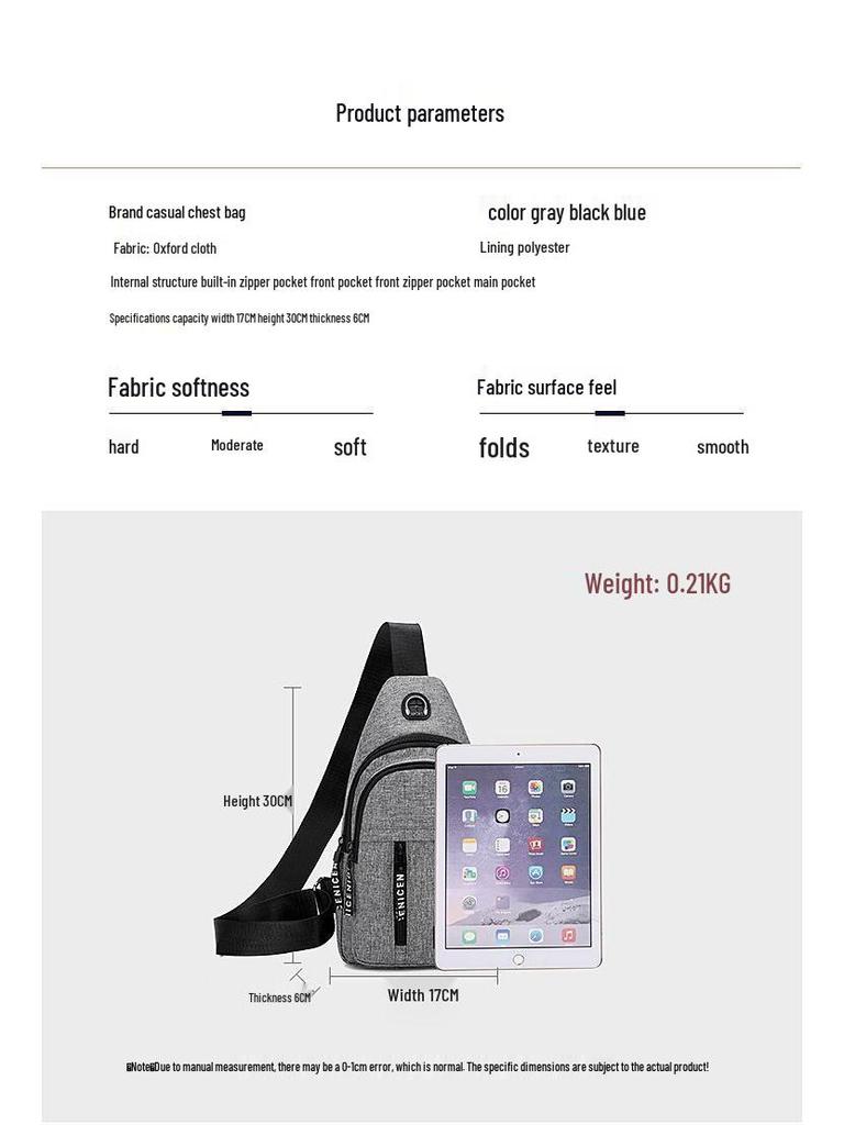 Neue Herren Nylon Freizeit Sport Reise Umhängetasche Brusttasche