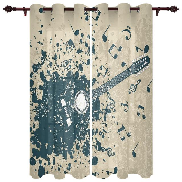 Gitara elektryczna Woda Ogień Zasłony Okna do Salonu Sypialnia Luksusowe Wystrój Domu Zasłony Valance do Kuchni