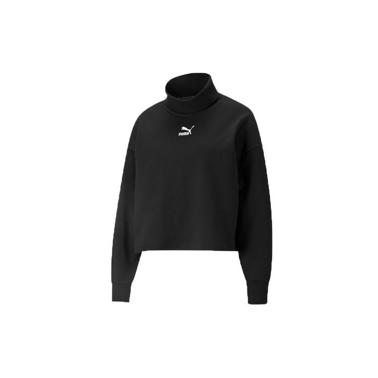 (WMNS) PUMA Classics Logo Embroidery Swea Black Women s 534145-01 L