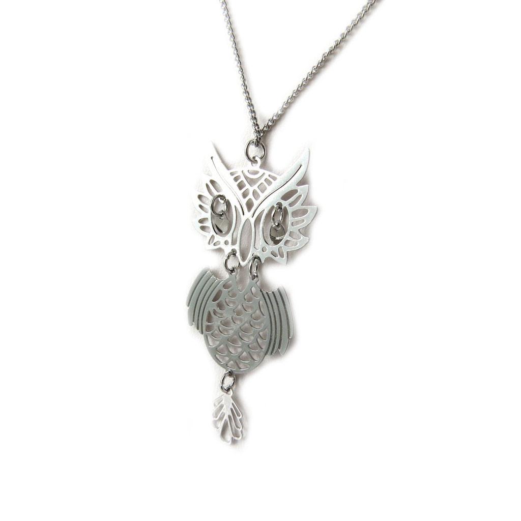 Les Trésors De Lily [N8181] - Silver 'Owls' Designer Necklace