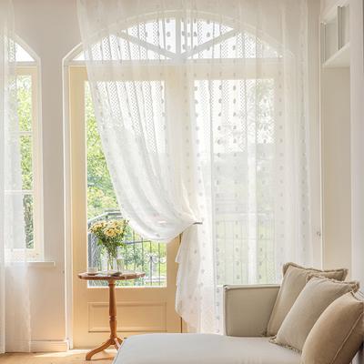 1pc French White with Fluffy Yarn High Light Curtains, Gauze Curtains for Living Room, Bedroom, Home Decorate Window Screens