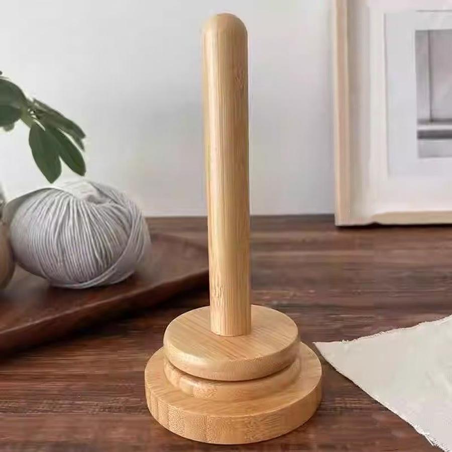 Bamboo And Wood Yarn Stand Yarn Spool Home Braided Yarn Spool Storage Stand Table Top Rotary Ball Wooden Winder