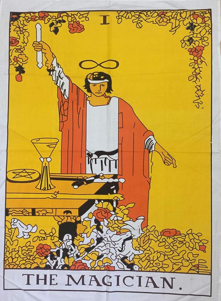 Indian Consigners Tarot Cards Tapestry Black & White The Sun Small Cotton Posters Medieval Europe (100 CM x 75 CM) (The Sun B/W)
