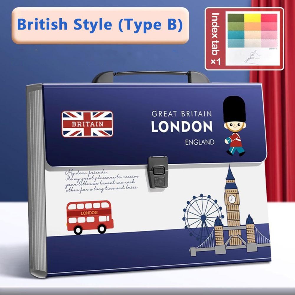 High Quality 13 Layer Expanding Folder Large Capacity British Style A4 File Bag Portable Data Sorting Folder Student Use