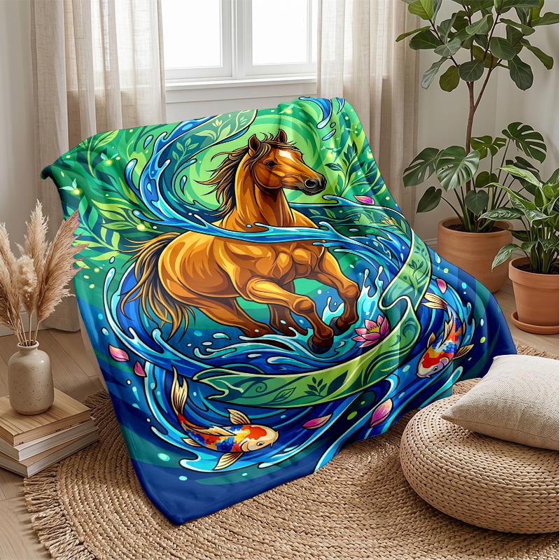 Equestrian Fantasy Journey Theme blanket Lightweight Warm Flannel Blanket Decorative Throw Blanket for Home Decoration