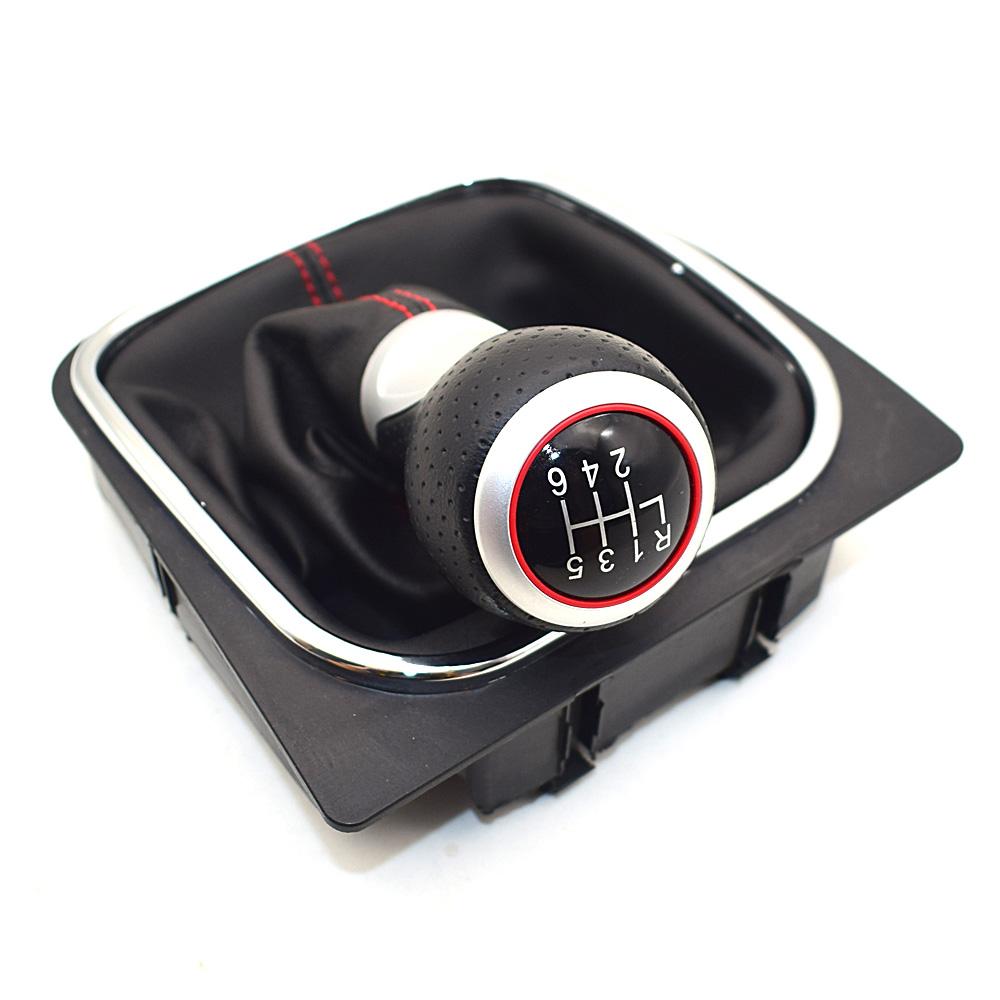 For VW Golf MK5 MK6 Golf 5 6 Rabbit Jetta MK6 2010 2011 - 2014 Styling 5 6 Speed Leather Car Gear Shift Knob Stick Dust Cover