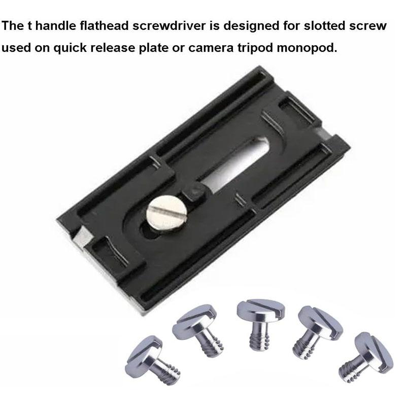 1/4 3/8 Flat Head Screwdriver With T-Handle Grip For Quick Release Plate Camera Tripod & Monopod Slotted Screwdriver Hand Tools