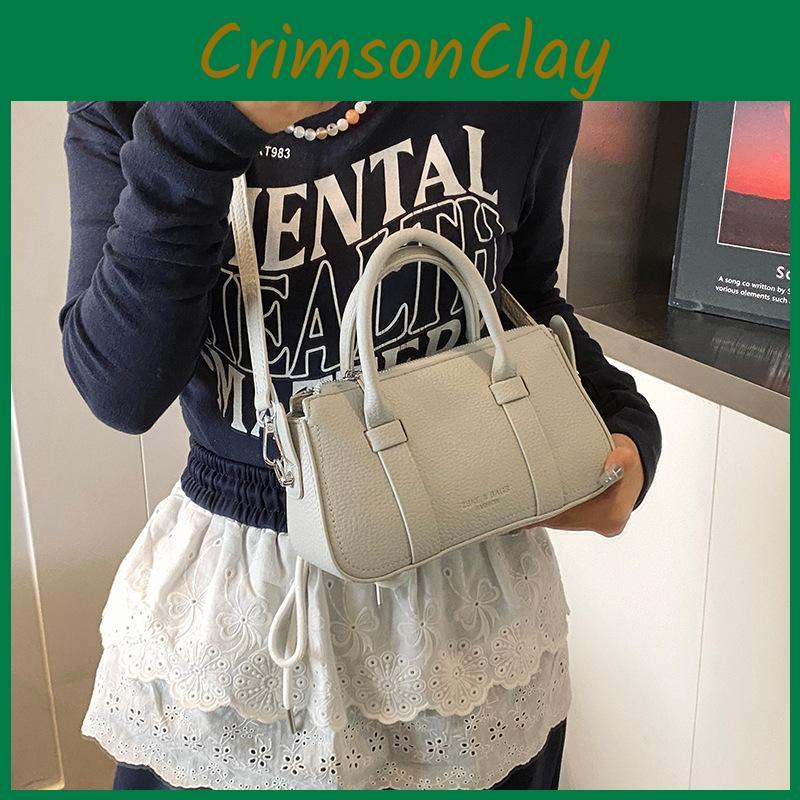 Pu Color Solid Small Crossbody Handbag Women Inner Pouch Zipper Top Bags Travel