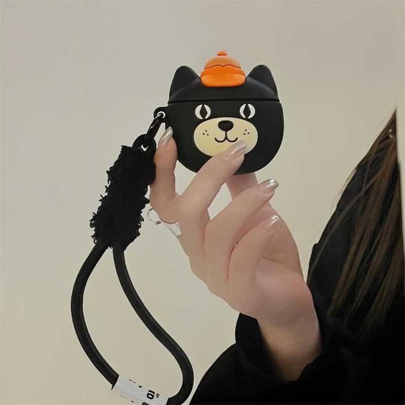 Orange hat black cat for AirPods Pro protective case 1/2 generation Apple Bluetooth headset cover AirPods4