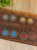 Vintage Bohemian Style Colorful Sunflower Alloy Dropping Oil Pendant Earrings Pendant Ornaments Women's Daily Versatile
