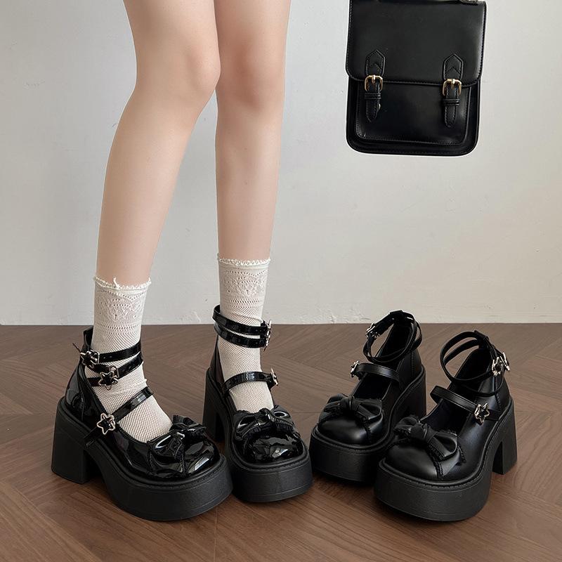 2026 Ny Platform Tyk Bund Kvinder Lolita Mary Jane Sko Sommerfugleknude Spænderem Sko Damer Elegante Hæle Kjole Pumps
