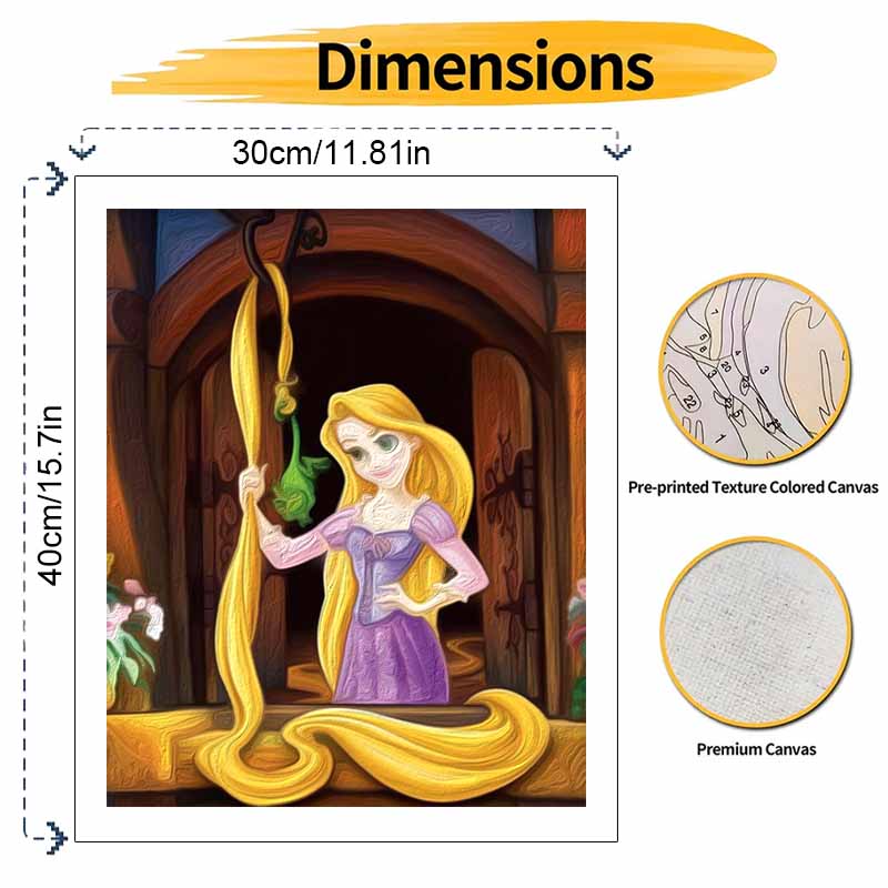 Disney Tangled Rapunzel DIY Oil Painting Art Painting Kit Home Wall Decor Handmade Gift for Home Bedroom Living Room Decor Art Gift
