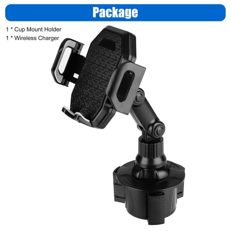 Auto Becherhalterung Qi Kabelloses Ladegerät Verstellbarer Schnelllade-Ständer Basis für Telefon