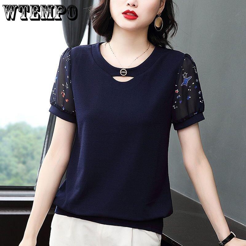 

Женская рубашка с коротким рукавом с принтом, женский топ, летняя женская маленькая рубашка большого размера