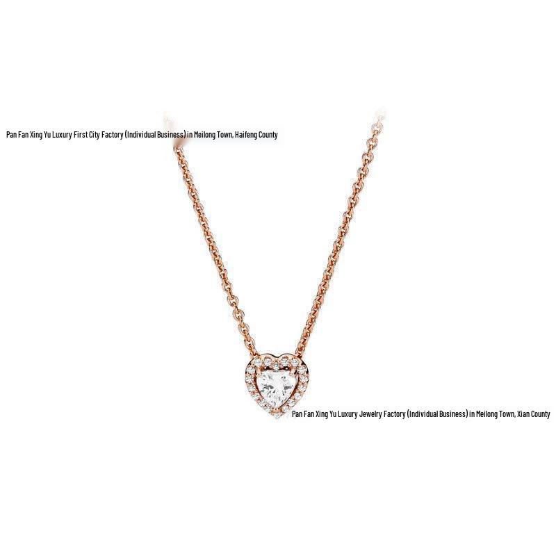 Emperor Heart White Copper Silver-Plated Necklace - Women's Collarbone Chain