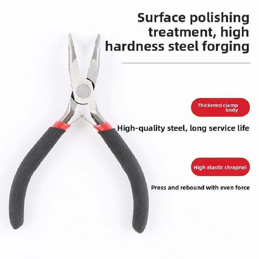 Jewelry pliers black and red 8-piece set pointed nose pliers 4.5-inch DIY handmade pliers multifunctional diagonal pliers mini p