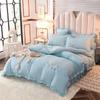 4pcs/set Korean Feather Embroidered Bed Skirt Bedding Set Female Princess Style Solid Color Double Sheet Quilt Cover Pillowcases Set