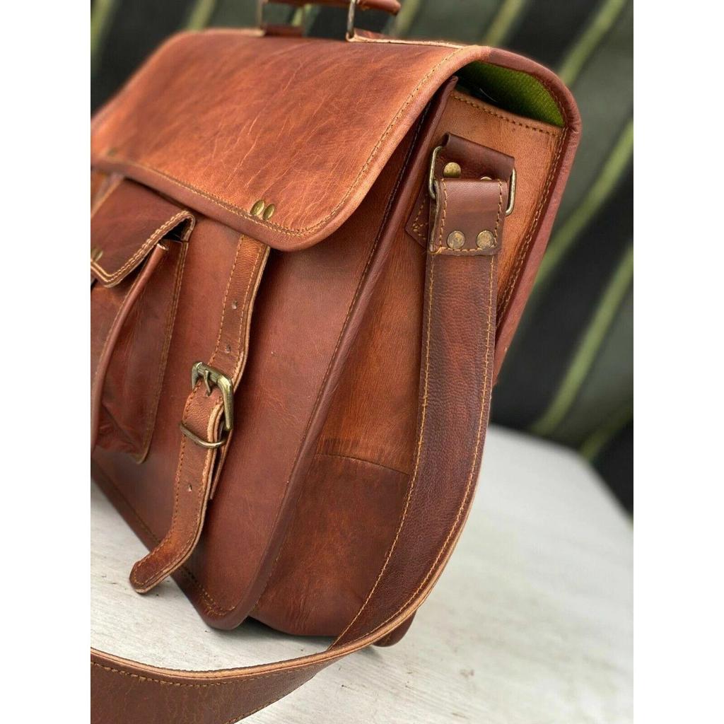 Bag Satchel  Leather Bag Men's Vintage Laptop Messenger Briefcase