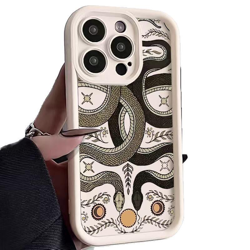 Double snake playing beads are suitable for iphone15pro mobile phone case Apple 16 anti-drop 14 personality 13promax new 12x