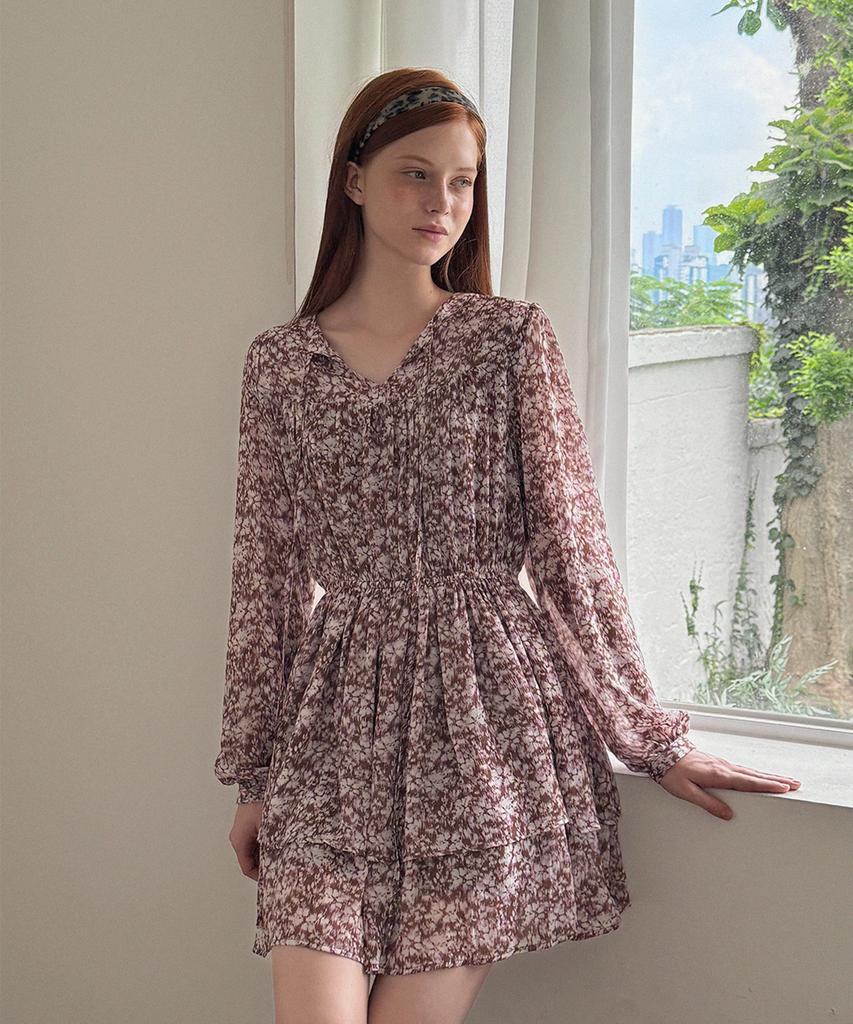 Teuwi Sita Printed Chiffon Tiered Long Dress