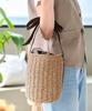 Kobe Lettuce Basket Bag with Ribbon Bucket Basket Handbag for Summer Cute Free Handle, Bag, Women, Summer, Festival, [B1610], Size, Ecru/Brown