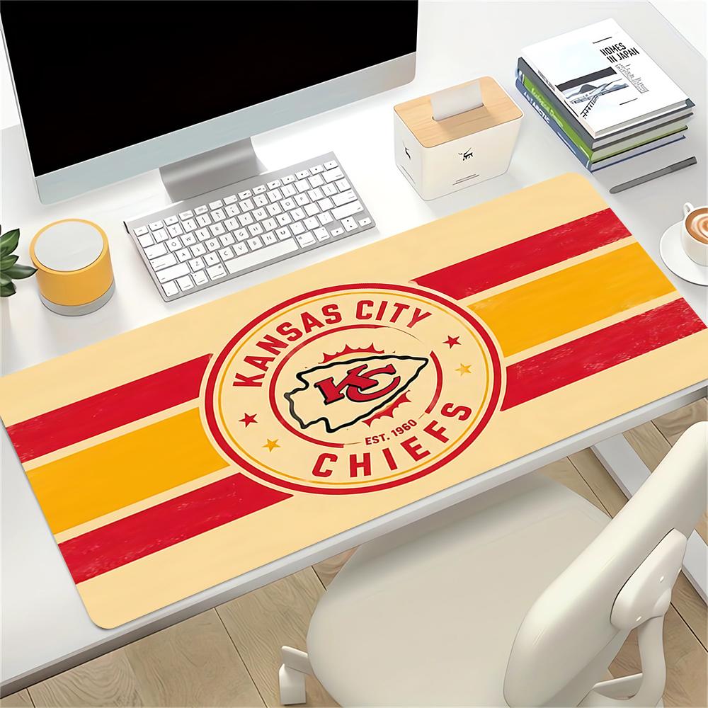 Kansas City Chiefs Emblem Large Gaming Mouse Pad Nonslip Rubber Base Waterproof Desk Mat For Office Pc Laptop