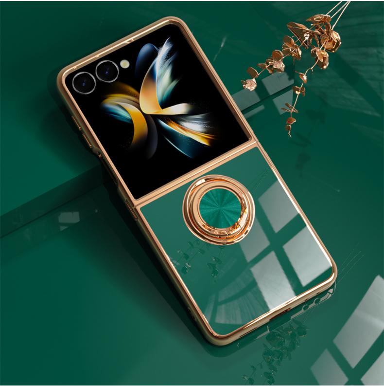 Electroplating Shockproof Phone Case with 360°Ring Holder Kickstand for Samsung Galaxy Z Flip 8 7 FE 6 5 4 3 Flip7 Flip6 Flip8
