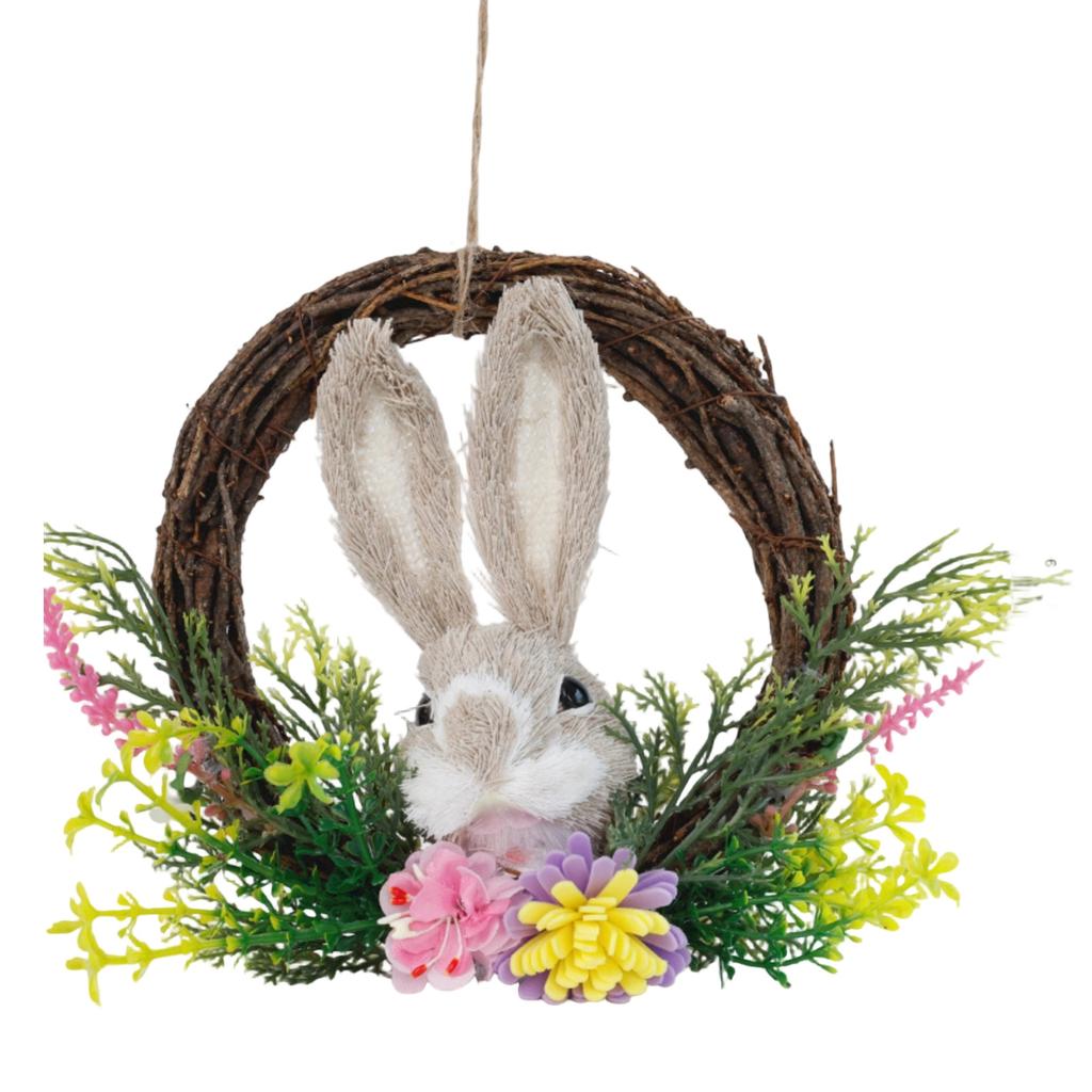 Easter Straw Bunny Desktop Decoration For Festive Atmosphere.
