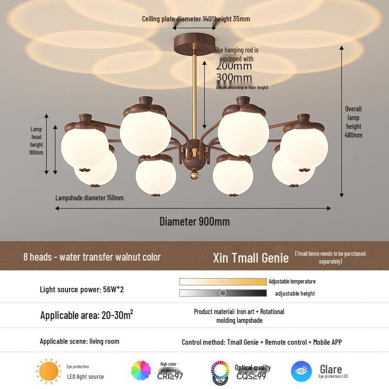 Vintage French Mid-Century Eye-Protecting Chandelier for Living Room, Bedroom, and Restaurant