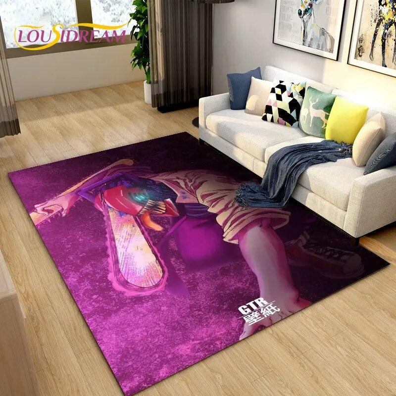 3D Chainsaw Man Anime Denji Cartoon Area Rug,Carpet Rug for Living Room Bedroom Sofa Doormat Decoration, Kids Non-slip Floor Mat