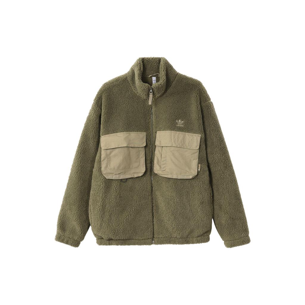 adidas Originals Unisex Workwear Sherpa Fleece Jacket Olive Green IC8163