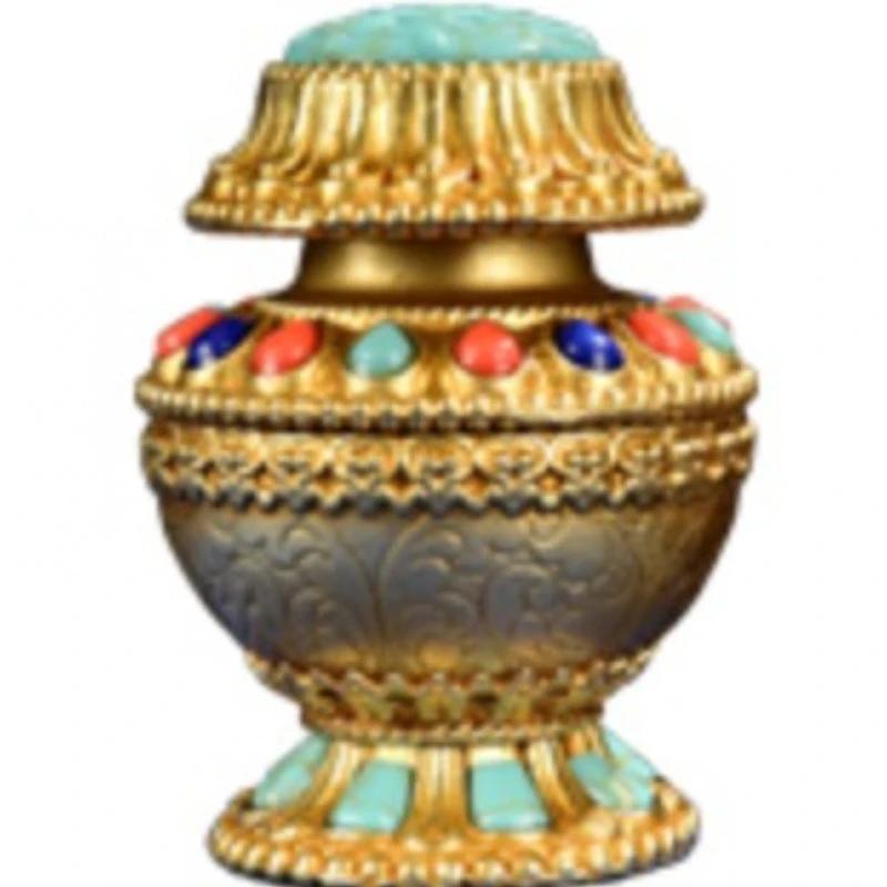 Pure Brass Mani Tibetan Gift Ornaments Feng Shui Accessories Living Room Desktop Home Decor Sacrifice Pray for Auspiciousness