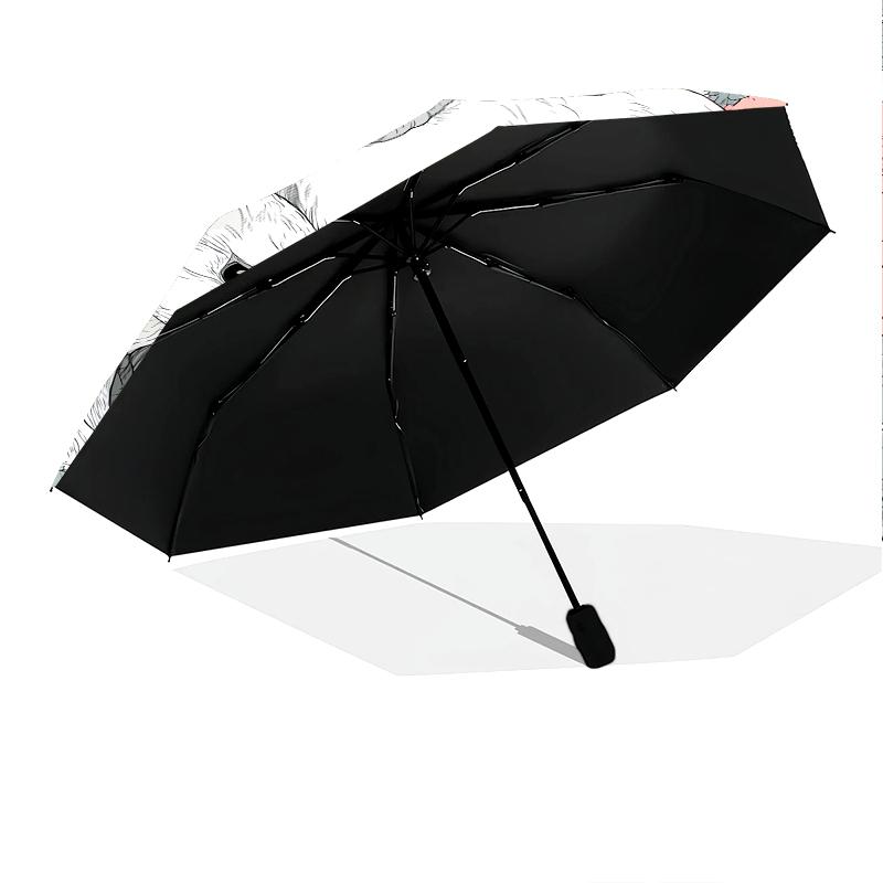 Cartoon Rabbit pattern, automatic folding umbrella, portable and foldable design, 8 ribs, a Christmas or birthday gift.