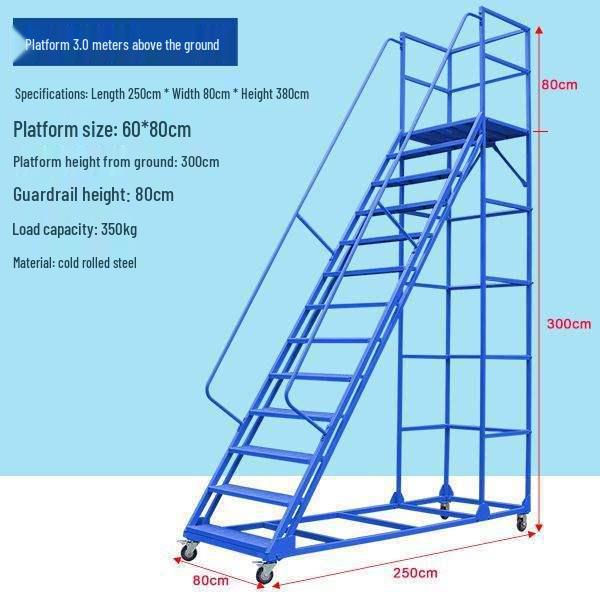 Mobile Extendable Ladder Truck for Warehouse and Supermarket Use