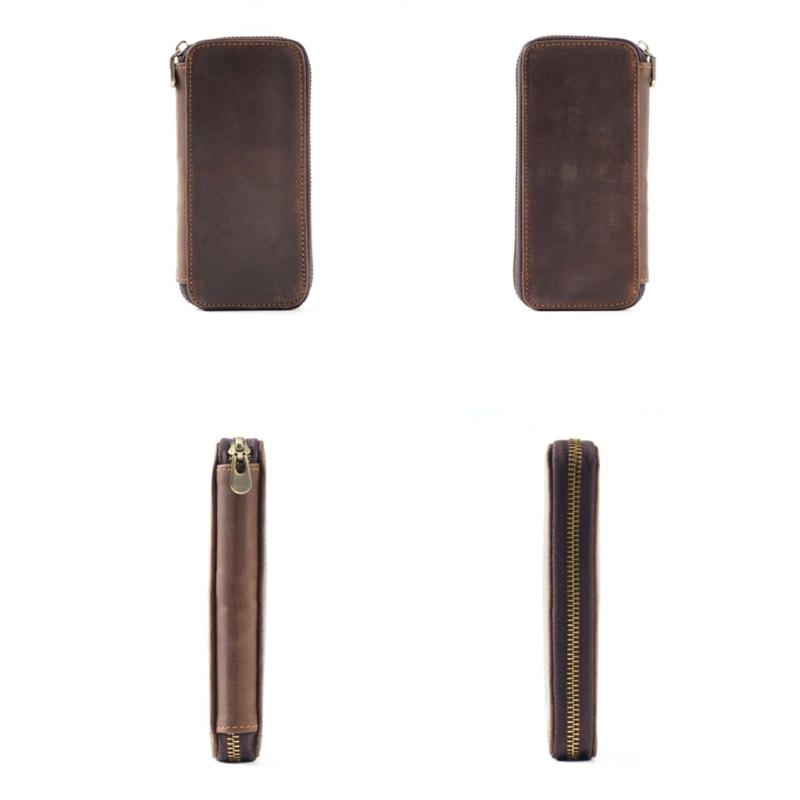 Hard Shell Leather Pencil Case Zipper Pen Case 3 Pen Slots Large Compartment