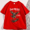 Sanit Michael T-Shirt Vintage Herren Damen Erzengel T-Shirt Katholischer Heiliger Christliches T-Shirt Lässig Rundhals Bedrucktes T-Shirt
