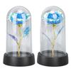 Blue Flower Night Light Romantic Ambient Bedside Sleeping Glass  Flower Lamp for Bedroom Desktop