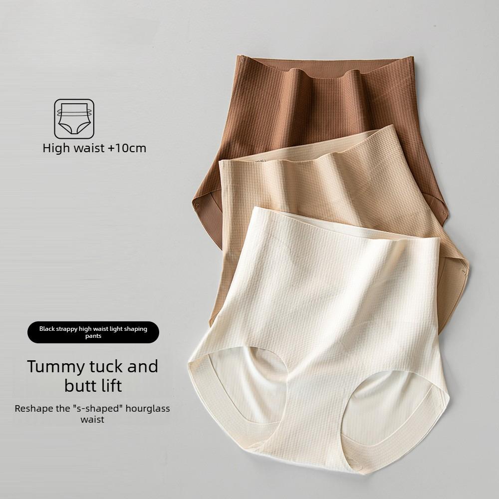 Large Size Female Spring and Autumn Abdominal Non Mark Breathable Light Plastic 10A Antibacterial Crotch High Waist Triangle Briefs