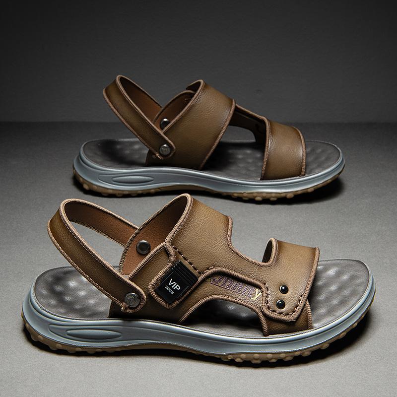 

Модные мужские сандалии для отдыха на природе Удобные тапочки Летние мужские сандалии Дизайнерская мужская обувь Оригинальная брендовая обувь Мужские кожаные сандалии 10 хаки