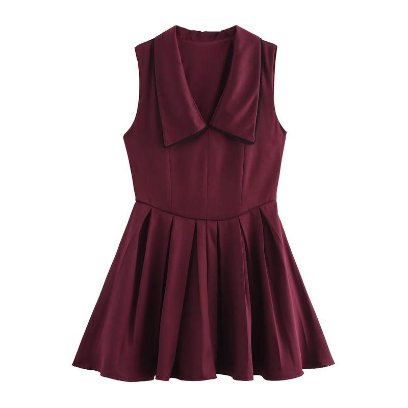 

Kaslead New Arrival Women s Clothing Fashion Style Fashion Minimalist Wide Pleated Collar Short Dress 2124550 Red S